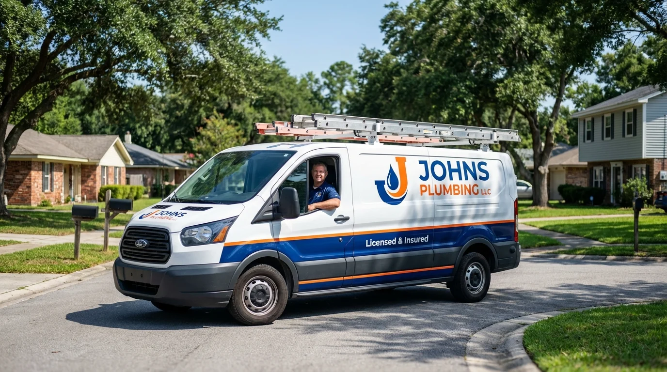 Johns Plumbing LLC service van in Washington, KS